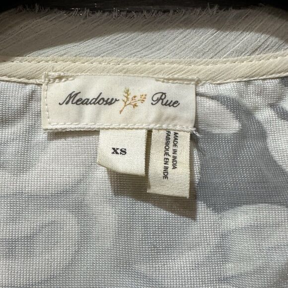 Meadow Rue Anthropologie Womens XS Blouse Beige Floral Long Sleeve - Picture 9 of 15